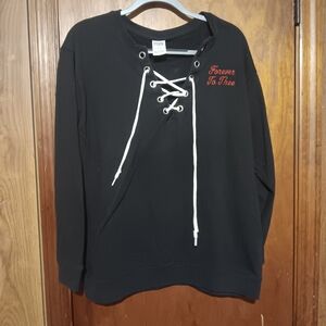 PINK Victoria's Secret Black Lace-Up Sweater